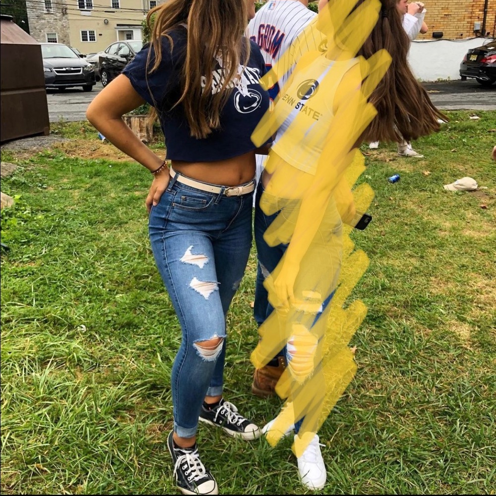 Hollister ripped skinny blue jeans